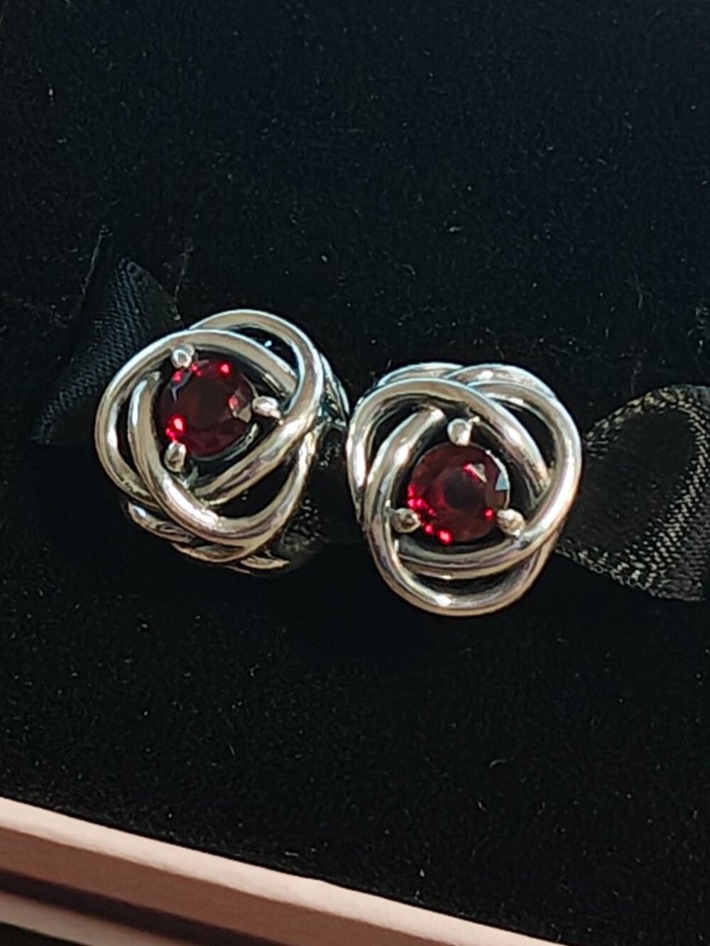 Authentic Pandora Set of 2 January Red Eternity Circle Charms 790065C06 Sterling
